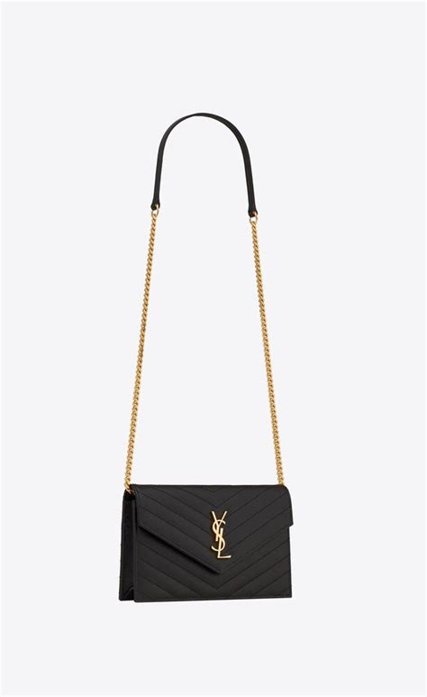 envelope chain wallet ysl|Saint Laurent Cassandra Leather Wallet on a Chain .